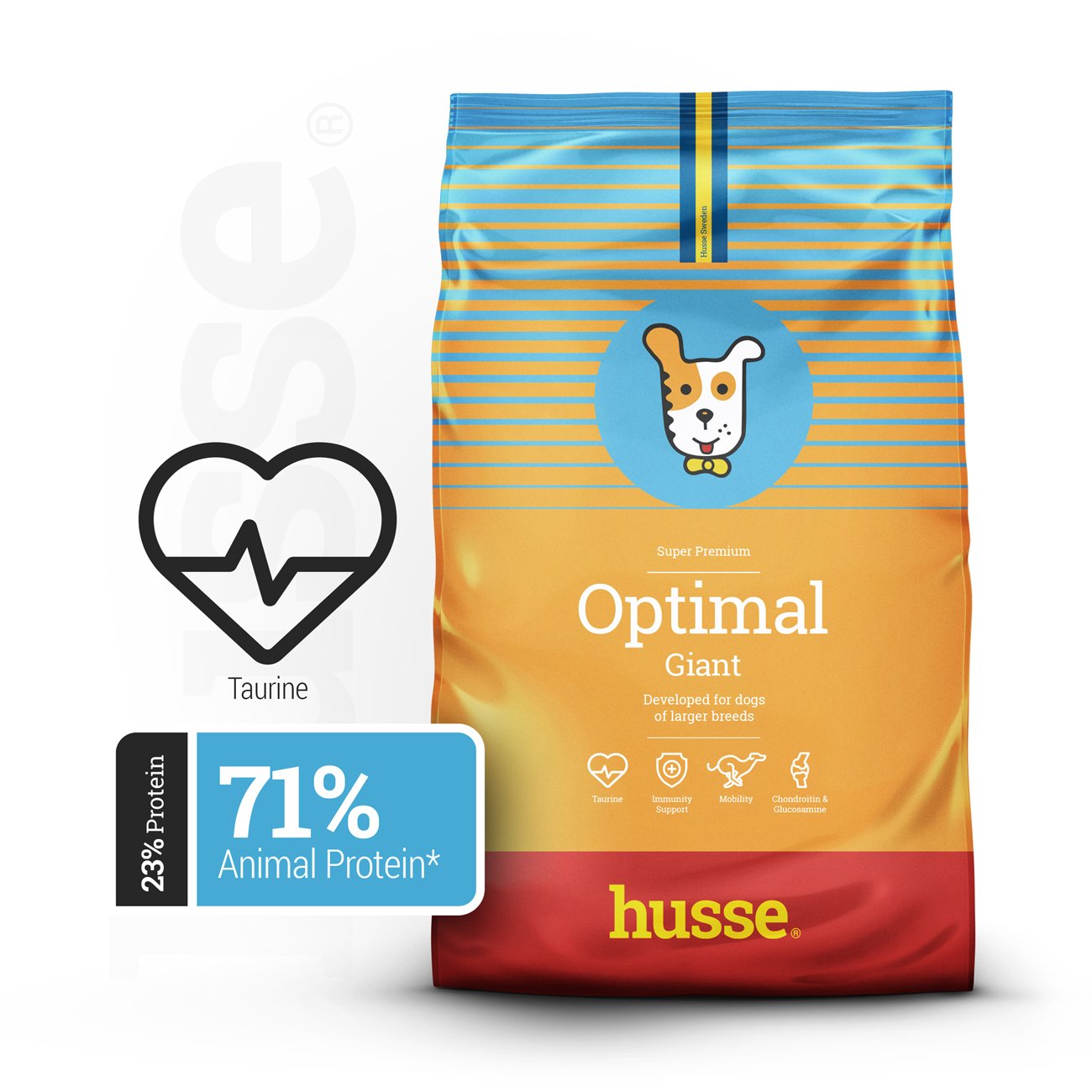 Optimal Giant 12kg Husse Natural Complete Adult Dry Dog Food Chicken High Energy for Large Active Dogs 12 kg 471673