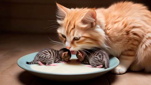 gato parto bebiendo leche escala 33