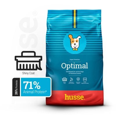 Optimal, 12kg - Husse Natural Complete Adult Dry Dog Food Chicken Based High Energy for Active Dogs