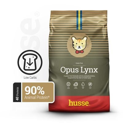 Opus Lynx, 2kg - Husse Natural Complete Adult Delicious Dry Cat Food Chicken & Salmon Grain Free Gluten Free High Protein Low Carbohydrate