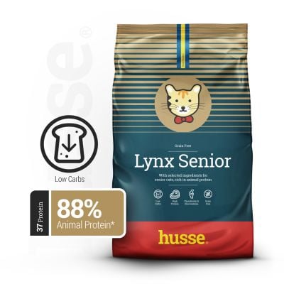 Lynx Senior, 7kg - Husse Natural Complete Senior Delicious Dry Cat Food Chicken & Salmon Grain Free Gluten Free High Protein & Fat Low Carbohydrate