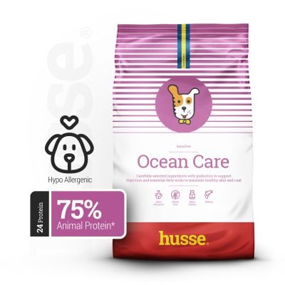 Ocean Care, 12.5kg - Husse Natural Complete Adult Dry Dog Food Salmon Gluten-Free Hypoallergenic